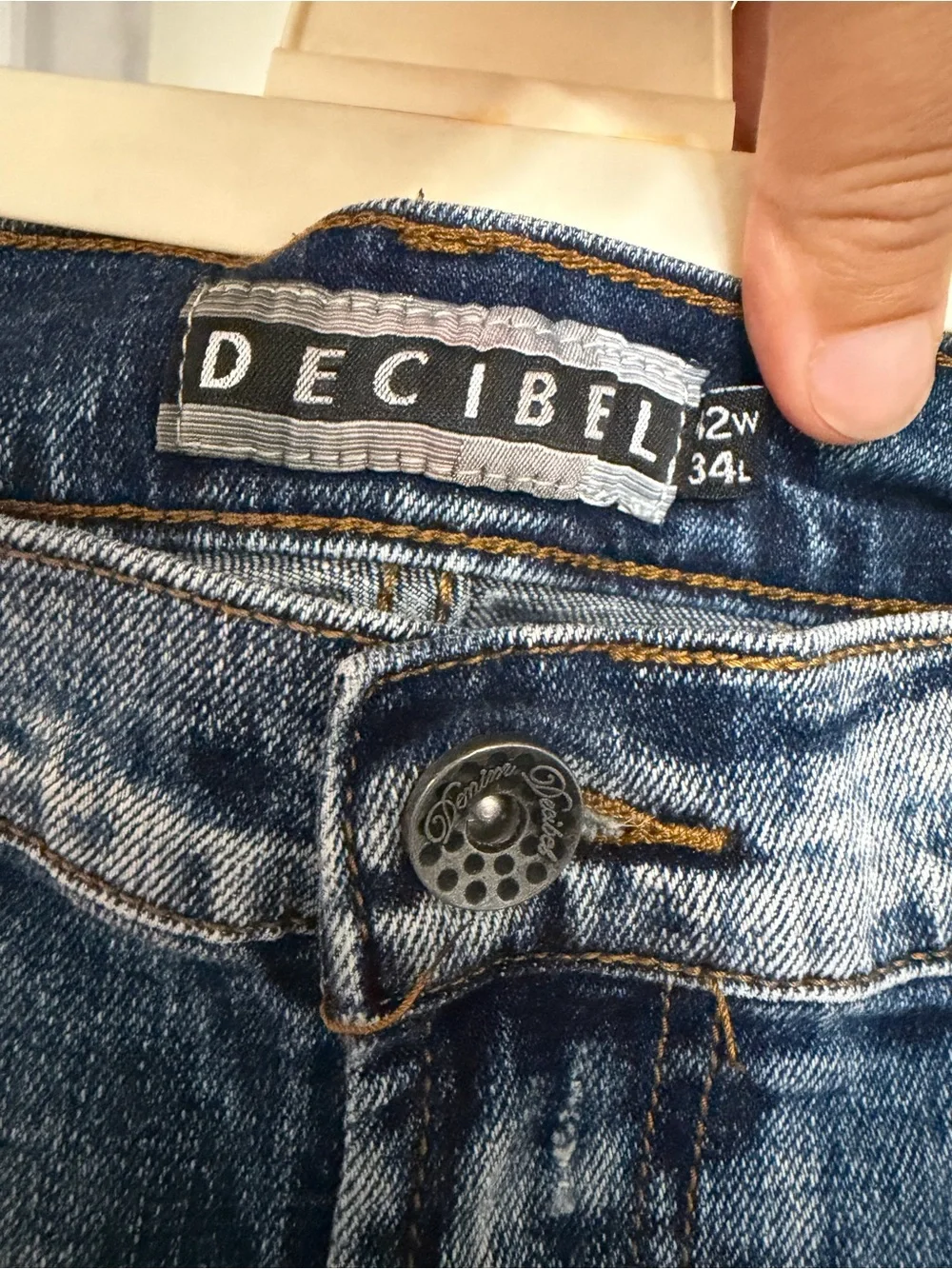 Decibel Mens Distressed Moto Jeans Denim 42W34L‎